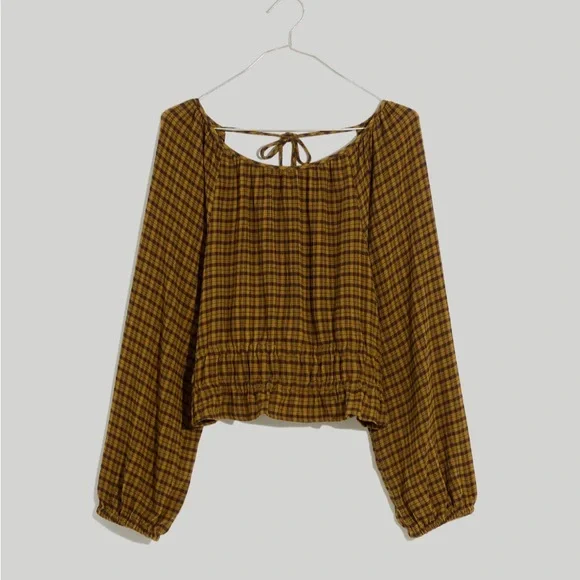 Madewell Tie-Back Cut Out Blouse in Spiced Olive • NWT - Picture 5 of 9